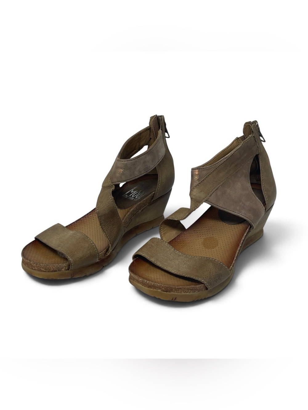 Miz Mooz Molly Women Wedge Sandals 37 EU / 6.5USA Metallic Brown Bronze Leather